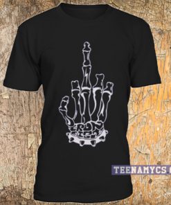 Punk Fuck Skeleton hand sign T Shirt