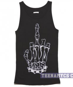 Punk Fuck Skeleton hand sign Tank top
