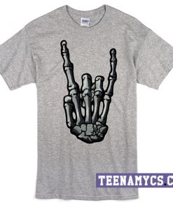 Skeleton Hand Horns Up Metal Sign T-Shirt