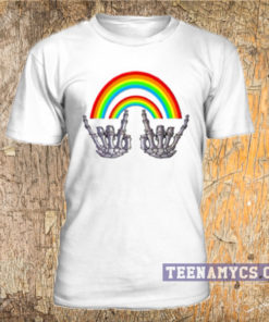 Skeleton metal hand sign rainbow Shirt