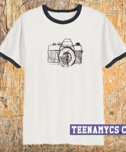 camera sketch ringer t-shirt