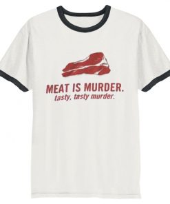 meat is murder unisex ringer t-shirt