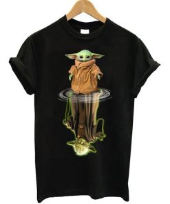 Baby Yoda Water Mirror Reflection Yoda T-Shirt