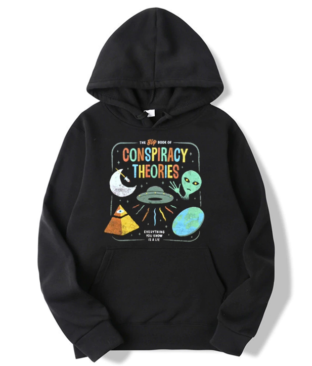 The Big Book Of Conspiracy Theories Illuminati Alien UFO Flat Earth Hoodie