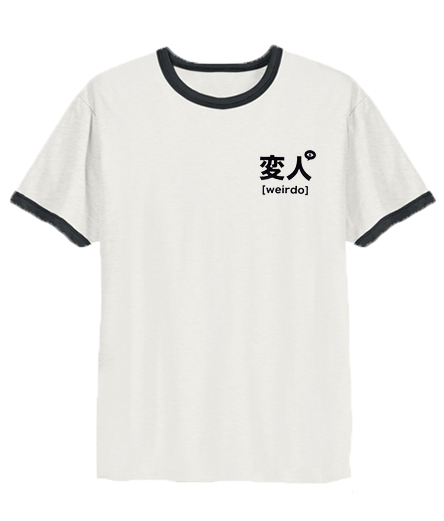 Japanese Weirdo Pocket Print Ringer T-shirt