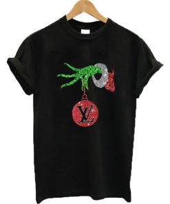Grinch Hand Holding Louis Vuitton Christmas T shirt