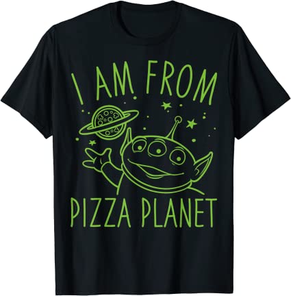 Neon Green Alien Pizza Planet T-Shirt