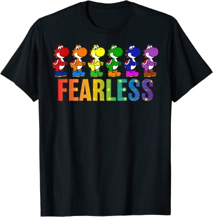 Super Mario Pride Yoshi Fearless Rainbow Line Up T-Shirt