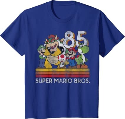 Super Mario Retro Character Line-Up Graphic T-Shirt