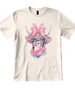 Coquette Highland Cow Bubblegum T-shirt