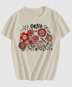 It's okay to boho floral T-shirt