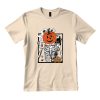 Pumpkin Skeleton Drinking Coffee T-Shirt