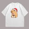 Capybara in Action Christmas Front White
