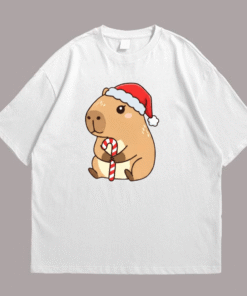 Capybara in Action Christmas Front White