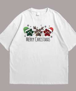 Christmas Animal Footprints Front White