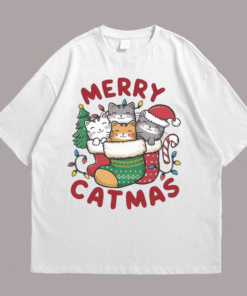 Christmas Cat Front White