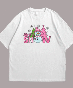 Cute Pink Snowman Clipart for Winter and Holiday Front White
