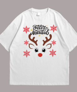 Deer Christmas Front White
