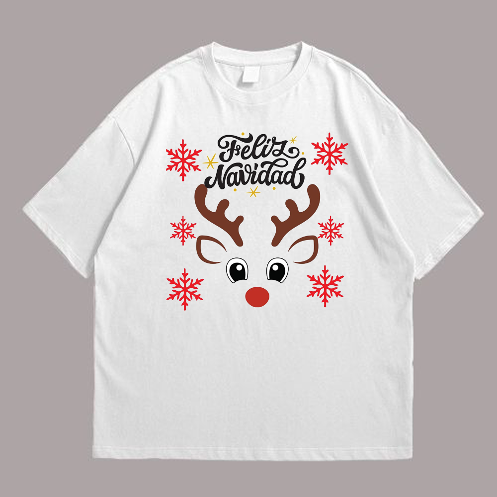 Deer Christmas Front White