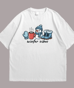 Snowman Winter Vibes Front White