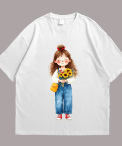 A little girl with sunflower