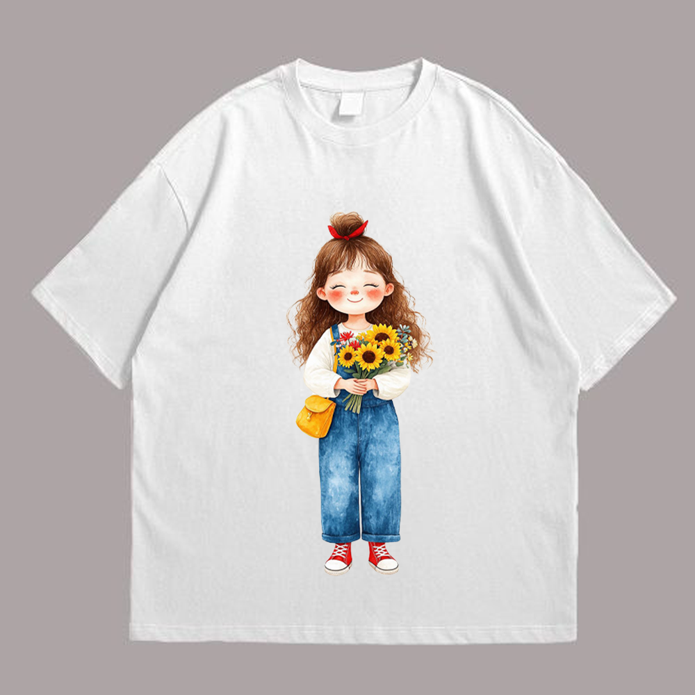 A little girl with sunflower