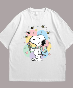Cozy Snoopy Spring Vibes_ Adorable Floral & Bee Front White