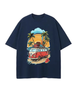 Tropical Road Trip Front Dark Blue