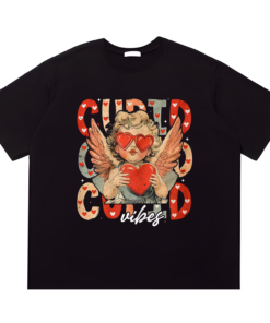 Retro Cupid Vibes Coquette Valentine Bow Heart Tshirt