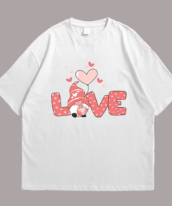 Valentine Gnome With Love Sign Fabric Panel Tshirt