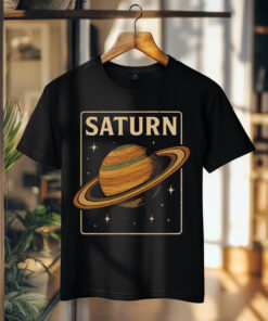 Saturn Planet Solar System Stars Universe Sunny Gift Tee Black T Shirt