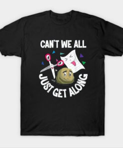 Can't We All Just Get Along Funny Rock Paper Scissors T Shirt